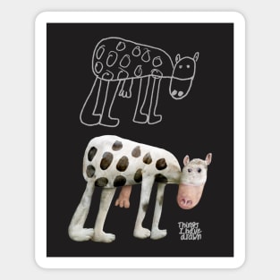 Cows Drawn and Real / Grey Outline Magnet